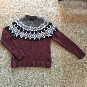 Women’s Abercrombie & Fitch Maroon and Grey Fair Isle Sweater